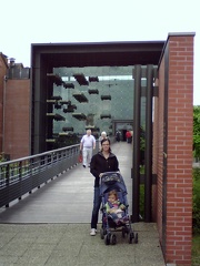 Erynn and Greta at the entrance of the Museum